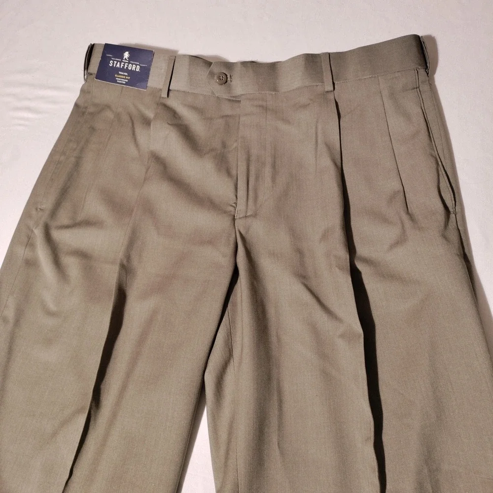 Stafford Travel Classic Fit Pleated Pants 38x29 (36